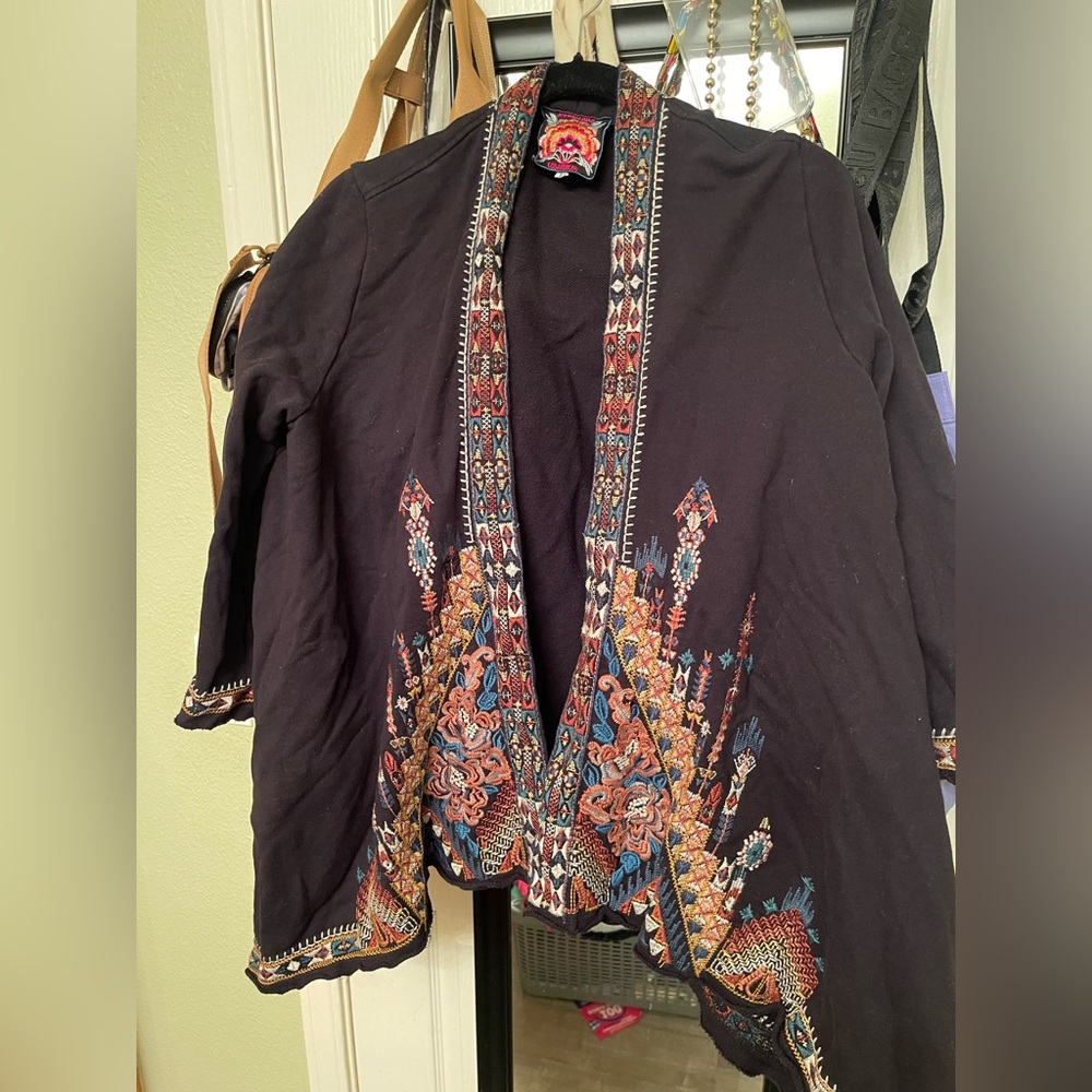 Johnny Was Draped Embroidered Women's Cardigan Sweater - Picture 2 of 10